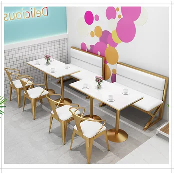 Комбинация диванов, столов и стульев для чайного киоска Nordic simple leisure red ресторан, коммерческие столы и стулья для десертного кафе