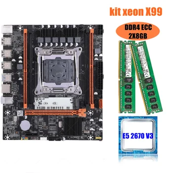 Комбинированный комплект материнской платы X99 LGA 2011-3 Xeon E5 2670 V3 CPU DDR4 16 ГБ (2ШТ 8G) ECC-памяти 2133 МГц
