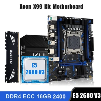 Комбинированный комплект материнской платы Kllisre X99 LGA 2011-3 Xeon E5 2680 V3 CPU DDR4 16 ГБ 2400 МГц ECC-памяти
