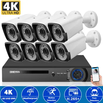 Комплект Камеры видеонаблюдения 4K AHD С Распознаванием Лиц 8MP 8CH DVR Камера Система Безопасности Наружная Система Видеонаблюдения XMEYE Комплект