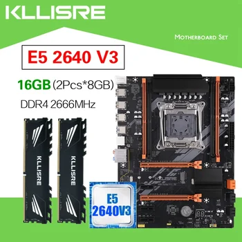 Комплект материнской платы Kllisre xeon x99 LGA 2011-3 E5 2640 V3 CPU 2шт X 8 ГБ = 16 ГБ 2666 МГц памяти DDR4