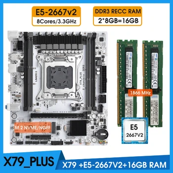 Комплект материнской платы X79 Plus процессор xeon E5 2667 v2 2*8 ГБ = 16 ГБ оперативной памяти DDR3 1866 МГц X79 placa mae set поддерживает процессор lga2011 V1/V2