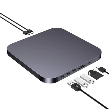 Концентратор для Mac mini M1/M2 с Корпусом жесткого диска 2.5 SATA NVME M.2 SSD HDD Case к док-станции USB C Gen 2 SD/TF