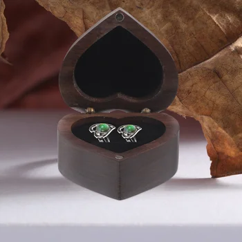 Коробка для обручальных колец, Подарочные коробки для ювелирных изделий, деревянные кольца, деревянный футляр в форме сердца любви