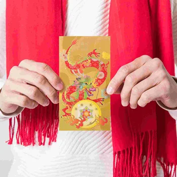 Красные конверты в Год Китайского Дракона Новогодний Подарок Красный Карманный конверт Весенний фестиваль Карманные сумки Lucky Money