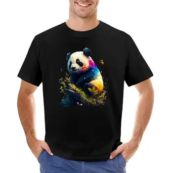 Красочная футболка с пандой, футболка для мальчиков, футболка с животным принтом, спортивные рубашки, тяжелые футболки для мужчин