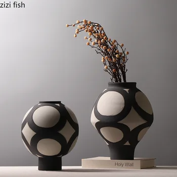 Креативная Керамическая ваза с ручной росписью, настольная цветочная посуда для гостиной, украшение для дома, Матовая ваза для цветочных композиций, украшение для дома