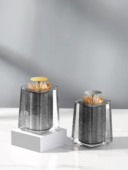 Креативная коробка для зубочисток Nordic Light Luxury Push-down Ресторанный Держатель для зубочисток из нержавеющей стали, Портативная жестянка для зубочисток