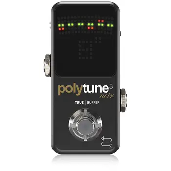 Крошечный полифонический тюнер TC Electronic POLYTUNE 3 NOIR с несколькими режимами настройки и встроенным надежным буфером