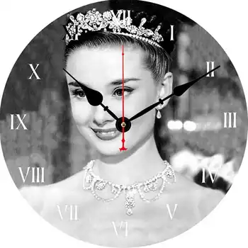 Круглые настенные часы Horloge Винтажные Цветы Розы Кухонные Деревянные Reloj De Pared Бесшумные часы Beauty Queen Girl