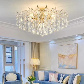 Лампа в гостиной Французский хрустальный светильник Доступная люстра для столовой в роскошном стиле