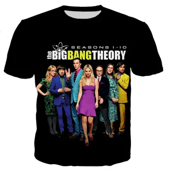 Летняя Мужская футболка The Big Bang Theory, Футболка с 3D принтом, Мужская/женская Модная Повседневная Футболка Harajuku С Круглым вырезом и коротким рукавом, Трендовые Топы