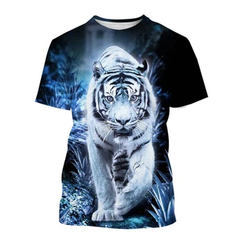 Летняя мужская футболка с 3D-принтом Тигра для мужчин и женщин 2023 года - модная футболка с изображением животного