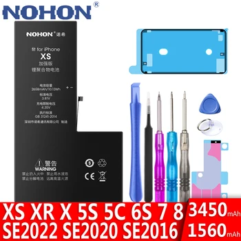 Литий-полимерный Аккумулятор NOHON Для iPhone XS X XR 8 7 6S SE 2022 2020 2016 5S 5C Замена Реальной Емкости Bateria Для iPhoneXS
