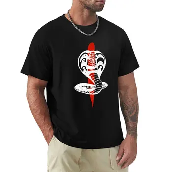 Логотип Cobra kai - Cobra kai Hawk - Cobra kai махровая серебряная футболка, Короткая футболка, новая версия футболки, Футболки для мужчин, хлопок