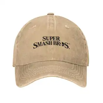 Логотип Super Smash Bros С нанесенным графическим логотипом бренда, высококачественная джинсовая кепка, Вязаная шапка, бейсболка