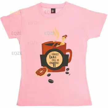 Любитель кофе с разбитым сердцем, забывший любовь, осенний кофе, женская футболка в стиле бойфренда