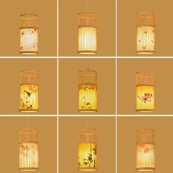 Люстра для чайной комнаты, ресторан Zen B & B Hot Pot, тканый художественный фонарь, лампа из бамбуковой палочки