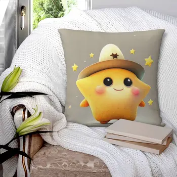 Маленькая морская звезда в шляпе, Квадратная наволочка, наволочка из полиэстера, декор для подушек, Комфортная подушка для дома, автомобиля