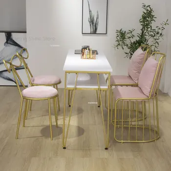 Маникюрные столы Nordic, салонная мебель, Дизайнерский маникюрный стол, Набор стульев, Простой Двухслойный белый маникюрный стол из массива дерева