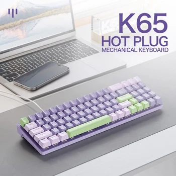 Механическая Клавиатура K65 USB Проводная Игровая Клавиатура RGB Регулируемая Подсветка Горячая Вилка Двухцветные Инъекционные Колпачки Для Ключей Прочный 896C