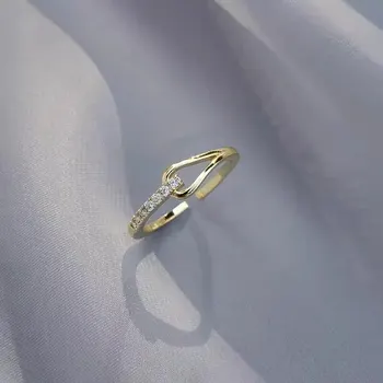 Модное маленькое Белое геометрическое Универсальное Простое элегантное регулируемое кольцо Женское кольцо с циркониевым камнем Регулируемое отверстие Гальваническое
