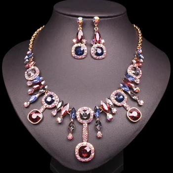 Модные серьги из австрийского хрусталя, ожерелье, ювелирные изделия для новобрачных, роскошные наборы женской бижутерии, модные подарки для женщин
