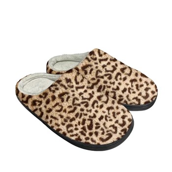 Модные хлопковые тапочки с леопардовым принтом, изготовленные на заказ, Мужские и женские сандалии, плюшевая повседневная обувь, сохраняющая тепло, удобные тапочки