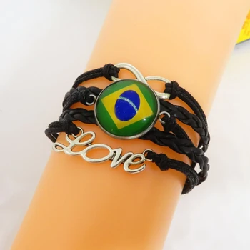 Модный браслет Love Brasil с бразильским Флагом, Многослойные Браслеты с запахом для мужчин и женщин, ювелирные изделия, Годовщина Дружбы