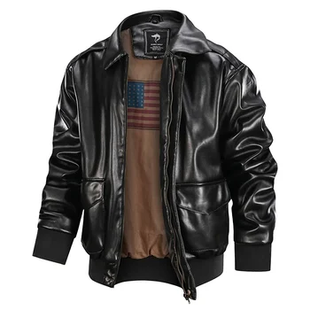 Мужская куртка из искусственной кожи MA-1, осенне-зимние куртки пилотов-бомбардировщиков, тактические пальто из искусственной кожи с несколькими карманами