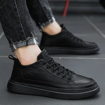 Мужская обувь 2022 Новые осенние повседневные кроссовки в стиле ретро, модные черные кроссовки на плоской подошве, удобная мужская вулканизированная обувь на шнуровке