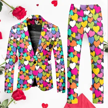 Мужская повседневная куртка с принтом на День Святого Валентина и мужской модный костюм, размер 16, Пасхальные костюмы для мужчин, костюмы для мужчин классического покроя