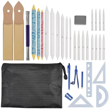 Набор художественных блендеров 33шт, набор для рисования карандашом для вытирания бумаги, карандаши для растушевки для рисования, Принадлежности для рисования Инструмент для художников эскиз