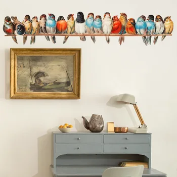 Наклейки на стены с мультяшными птицами для гостиной, спальни, фоновой стены - Самоклеящиеся наклейки на стену