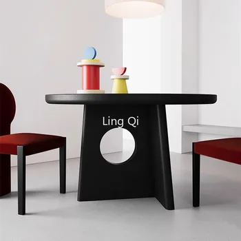 Небольшой офисный обеденный стол для еды, круглый журнальный столик из массива дерева в скандинавском стиле, Французские журнальные столики, Европейская минималистичная мебель для дома Mesas De Comedor