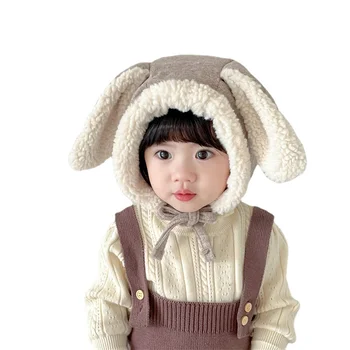Новая зимняя теплая девочка Кролик шапка уши плюшевые детские капот шляпы детские шляпы малыша мальчиков шапочки шапка для детей, крышка головки уха кап