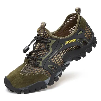 Новая износостойкая походная обувь из коровьей кожи с верхом из лайкры, мужская походная обувь, дышащие противоскользящие кроссовки для мужчин