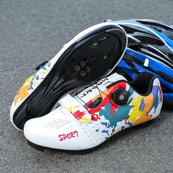 Новая профессиональная велосипедная обувь MTB Для мужчин, кроссовки на плоской подошве с шипами для шоссейных грунтовых велосипедов SPD, гоночная женская велосипедная обувь для горных велосипедов