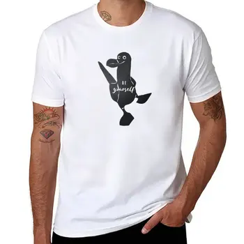 Новая футболка Be Yourself с синей лапкой Booby Bird от Christie Olstad с трафаретным принтом, летний топ, забавные футболки для мужчин