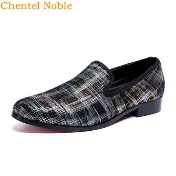 Новейший Chentel Manual Gentleman Bling Красочные Модные Мужские Модельные Туфли Из Натуральной Кожи Красивые Мужские Туфли Красного Цвета На Плоской Подошве