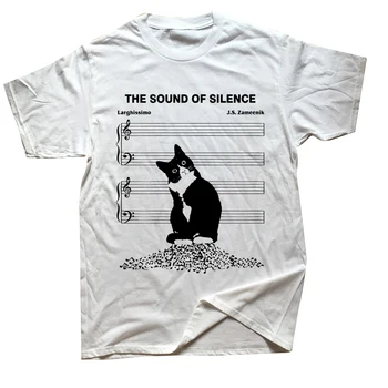 Новинка, Футболка The Sound Of Silence Music Cats Lover, Графическая Хлопковая Уличная Одежда С Коротким Рукавом, Подарки На День Рождения, Летняя Стильная Футболка