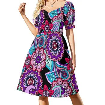 Новое платье без рукавов с цветочным узором Пейсли, женские платья в африканском стиле, платье в корейском стиле, летний женский костюм