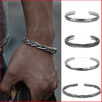 Новые винтажные браслеты-манжеты Nordic Viking Twist, модный браслет с надписью Viking из нержавеющей стали, ювелирные изделия для вечеринок оптом для мужчин в подарок