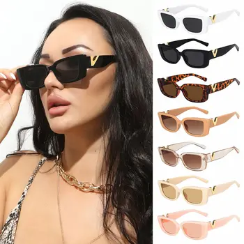 Новые роскошные модные маленькие солнцезащитные очки в стиле ретро для женщин, солнцезащитные очки Jelly с защитой UV400, прямоугольные оттенки