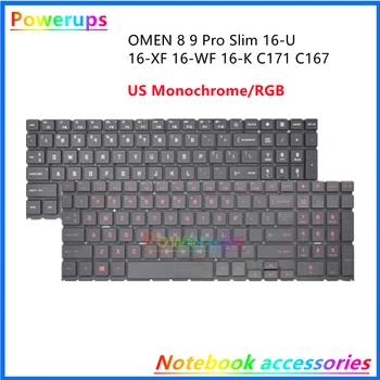 Новый Оригинальный Ноутбук US С Монохромной/RGB Подсветкой Клавиатуры Для HP OMEN 8 9 Pro Slim 16-U 16-XF 16-WF 16-K 15-FA TPN-C171 C167 Q280