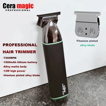 Новый Профессиональный Мужской Электрический Триммер Для Волос Real 0 Pitch С Титановым Покрытием Лезвия 7200 об/мин 1500 мАч Качественная Парикмахерская Мужская Машинка Для Стрижки волос