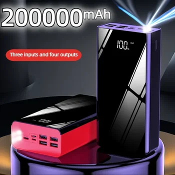 Новый тип Power Bank для мобильных планшетов с быстрой зарядкой по мини-USB емкостью 200000 мАч и светодиодным дисплеем, портативный Power Bank