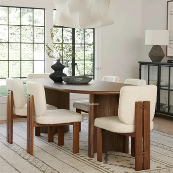 Обеденный стул из массива дерева в кремовом стиле Со Спинкой Италия Высококлассный Дизайн Домашние Кресла Для Отдыха Кухонная Мебель Деревянные Стулья