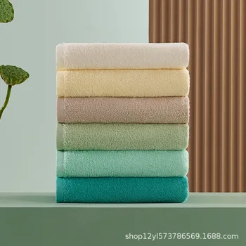 Однотонное крупногабаритное банное полотенце из мягкого и впитывающего хлопка высокого класса для взрослых в натуральную величину 70 * 140 см