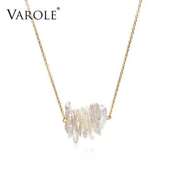 Ожерелье с нерегулярным пресноводным жемчугом в летнем стиле Varole, Подвеска для женщин, Ожерелье золотого цвета, Ювелирные изделия оптом